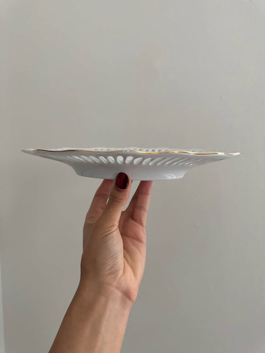Vintage White Serving Dish – Pierced Porcelain with Handles