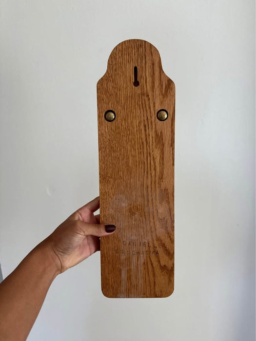 Vintage Oak Wall Memo Board with Brass Bird Accent