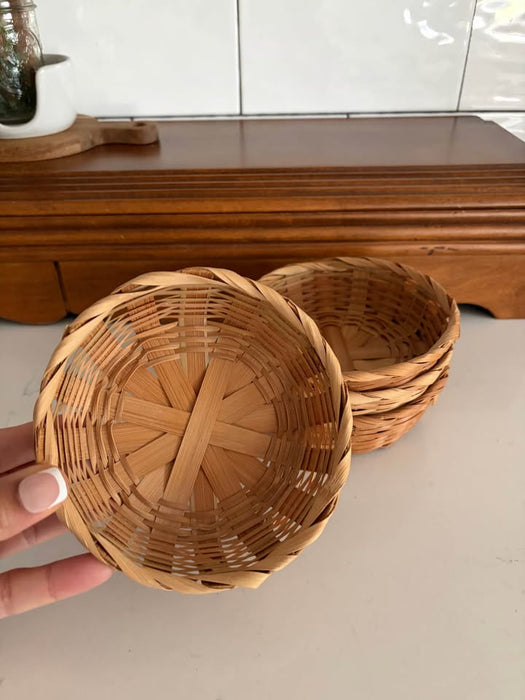 Set of 4 Handwoven Mini Baskets | Boho Natural Decor / Storage
