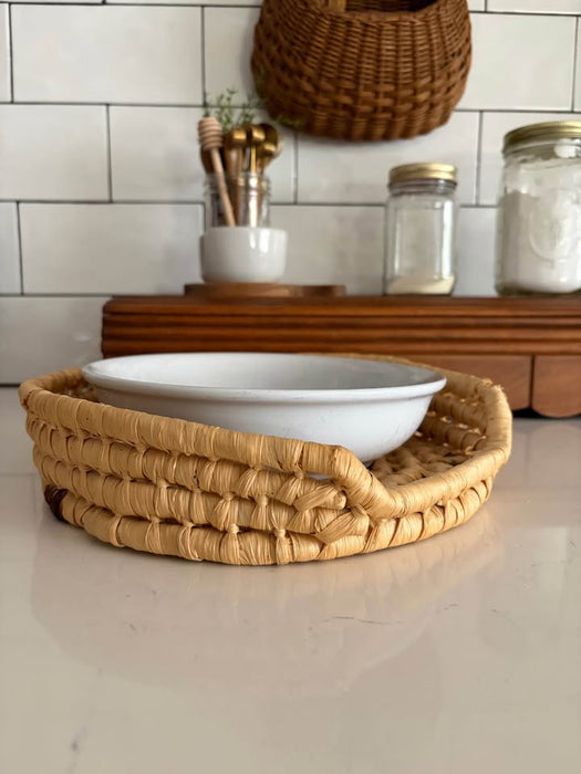 Woven Rattan Tray | Boho Basket Tray | Farmhouse Decor | Coffee Table Styling