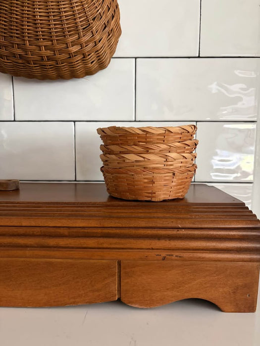 Set of 4 Handwoven Mini Baskets | Boho Natural Decor / Storage