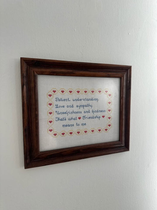 Vintage Framed Cross-Stitch Friendship Wall Art