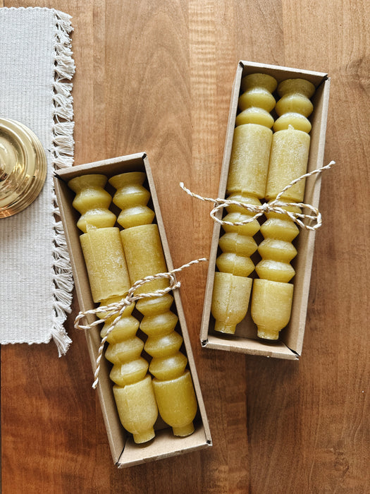 Totem Taper Candles – Set of 2 (Honey Color)