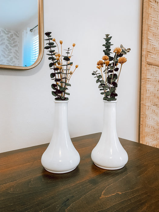 White Ceramic Vase with Dried Floral