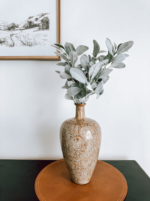 Neutral Tone Ceramic Vase with Green Dried Floral