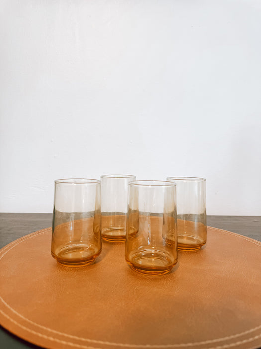 Set Of Four Amber Drinkware