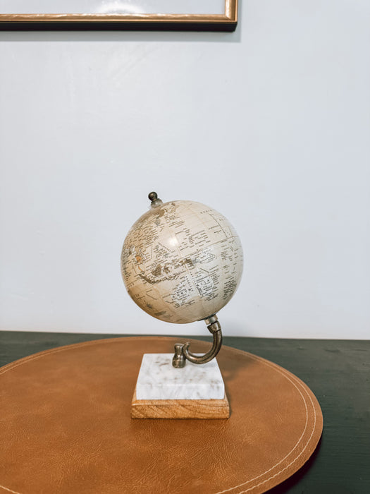 Mini Old Age Globe with Marble & Wood Base