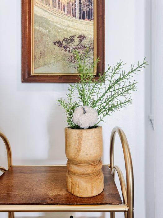 Paulownia Wood Pillar with Fall Faux Greens