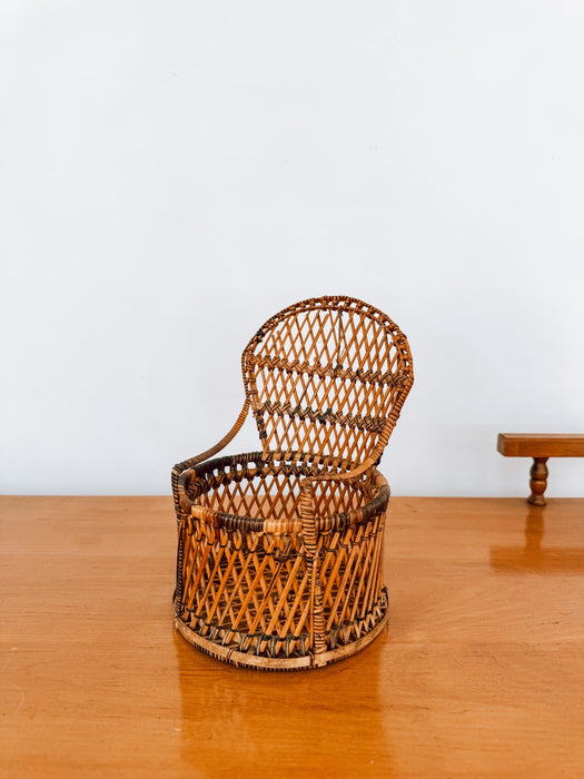 Vintage Woven Miniature Wicker Chair Basket